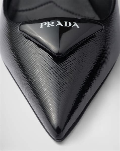 Prada Saffiano patent leather slingback pumps 